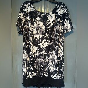Lane Bryant Monochrome Floral Blouse